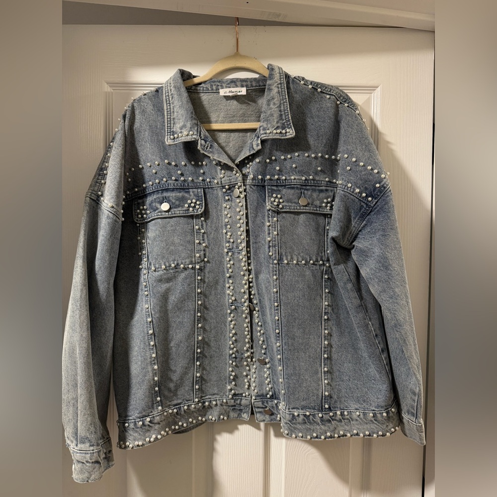 MACARON Pearl Studded Jean Jacket